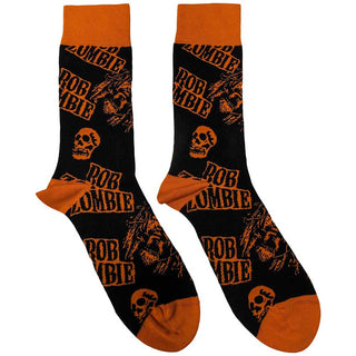 Rob Zombie Unisex Ankle Socks: Skull Face Orange