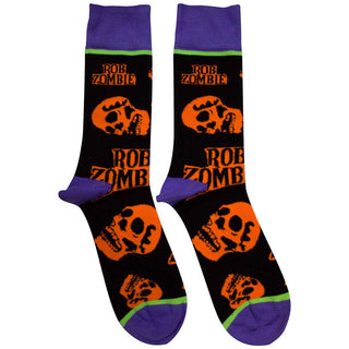 Rob Zombie Unisex Ankle Socks: Orange Skulls