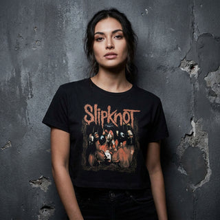 Slipknot Ladies Crop Top: Band Frame