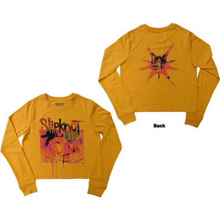 Slipknot Ladies Long Sleeve Crop Top: The End So Far Barcode (Back Print)