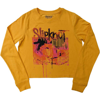 Slipknot Ladies Long Sleeve Crop Top: The End So Far Barcode (Back Print)