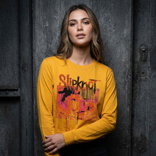 Slipknot Ladies Long Sleeve Crop Top: The End So Far Barcode (Back Print)