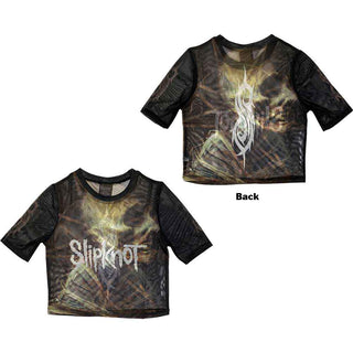 Slipknot Ladies Crop Top: The End So Far Profile (Back Print & Mesh)