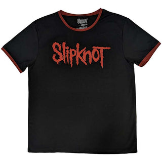 Slipknot Unisex Ringer T-Shirt: Logo (Black) (Back Print)