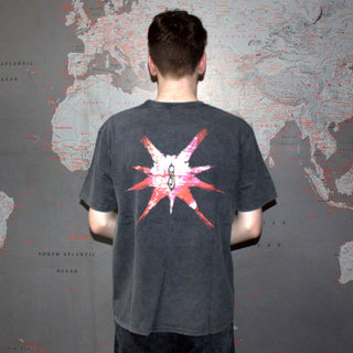 Slipknot Unisex Stone Wash T-Shirt: The End, So Far Barcode (Charcoal Grey) (Back Print)