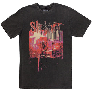 Slipknot Unisex Stone Wash T-Shirt: The End, So Far Barcode (Charcoal Grey) (Back Print)