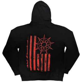 Slipknot Zipped Hoodie: 9-Point Flag (Back Print)