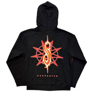 Slipknot Zipped Hoodie: TESF Group Photo Nonagram (Black) (Back Print)