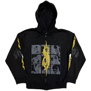 Slipknot Unisex Zipped Hoodie: The End, So Far Tribal-S Band (Black) (Back Print)