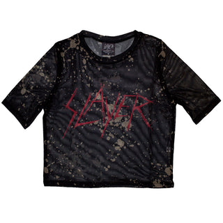 Slayer Ladies Crop Top: Scratchy Logo (Mesh)