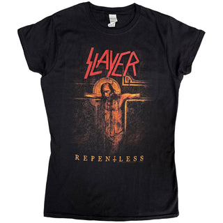 Slayer Ladies Slim Fit T-Shirt: Repentless Crucifix