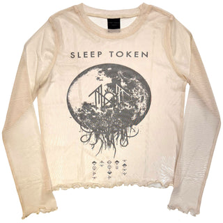 Sleep Token Ladies Long Sleeve Mesh Crop Top: Take Me Back To Eden (Natural)
