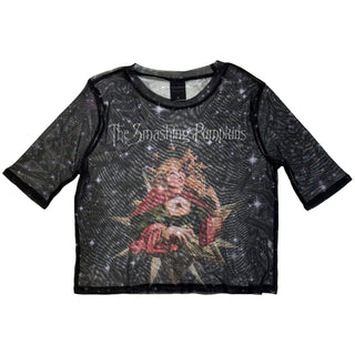 The Smashing Pumpkins Ladies Mesh Crop Top: Mellon Collie Stars (Black)