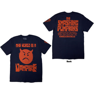 The Smashing Pumpkins Unisex T-Shirt: World Is A Vampire (Navy Blue) (Back Print)