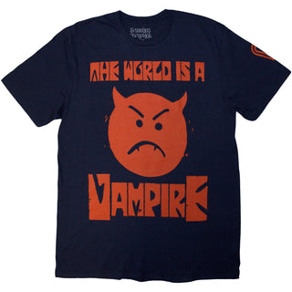 The Smashing Pumpkins Unisex T-Shirt: World Is A Vampire (Navy Blue) (Back Print)