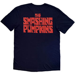 The Smashing Pumpkins T-Shirt: Red Face Vampire (Navy Blue) (Back Print)