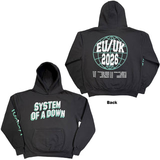System Of A Down Pullover Hoodie: Hollywood Logo Tour '26 (Charcoal Grey) (Back Print & Ex-Tour)