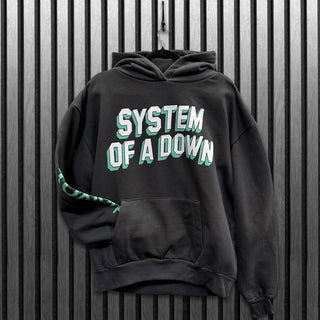 System Of A Down Pullover Hoodie: Hollywood Logo Tour '26 (Charcoal Grey) (Back Print & Ex-Tour)