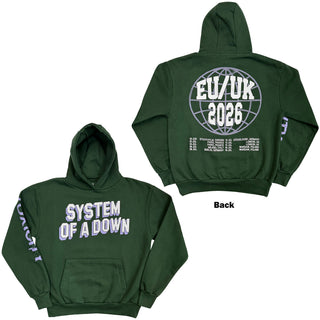 System Of A Down Pullover Hoodie: Hollywood Logo Tour '26 (Green) (Back Print & Ex-Tour)