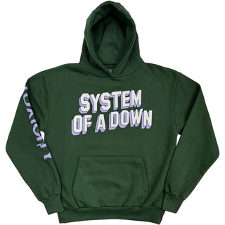 System Of A Down Pullover Hoodie: Hollywood Logo Tour '26 (Green) (Back Print & Ex-Tour)