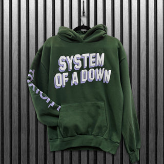 System Of A Down Pullover Hoodie: Hollywood Logo Tour '26 (Green) (Back Print & Ex-Tour)