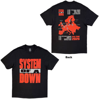 System Of A Down T-Shirt: Map Backprint Tour '26 (Black) (Back Print & Ex-Tour)