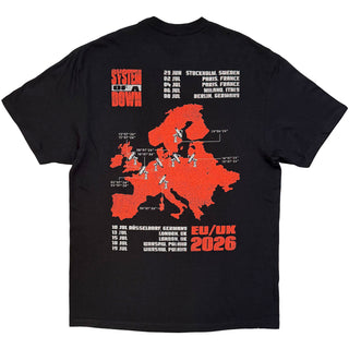 System Of A Down T-Shirt: Map Backprint Tour '26 (Black) (Back Print & Ex-Tour)
