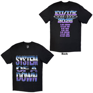 System Of A Down T-Shirt: Metallic Logo Tour '26 (Black) (Back Print & Ex-Tour)