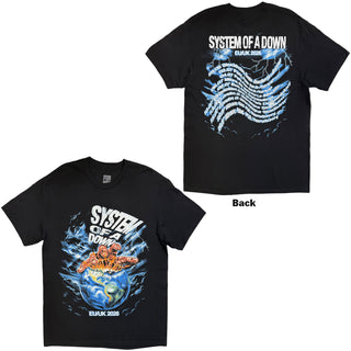 System Of A Down T-Shirt: Hand/Globe Tour '26 (Black) (Back Print & Ex-Tour)