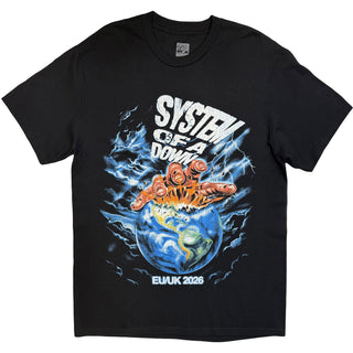 System Of A Down T-Shirt: Hand/Globe Tour '26 (Black) (Back Print & Ex-Tour)