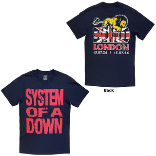 System Of A Down T-Shirt: London Event UJ Tour '26 (Navy Blue) (Back Print & Ex-Tour)