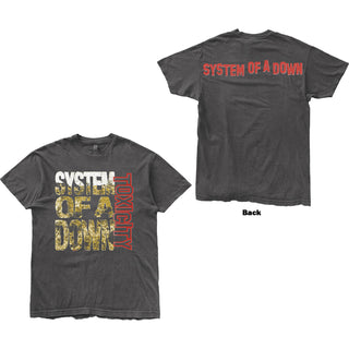 System Of A Down T-Shirt: Toxicity Stack (Charcoal Grey) (Back Print)