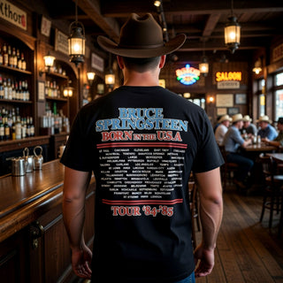 Bruce Springsteen Carbon T-Shirt: E Street Tour '84-'85 (Black) (Back Print)