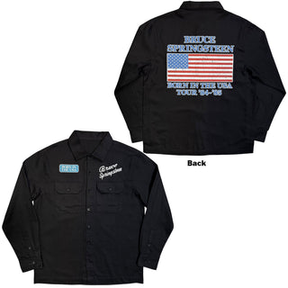 Bruce Springsteen Casual Shirt: Born In The USA Flag (Black)