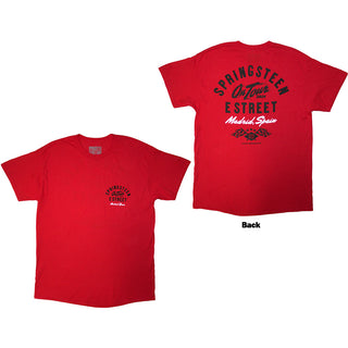 Bruce Springsteen Unisex T-Shirt: Tour '24 Madrid Event (Red) (Back Print & Ex-Tour)