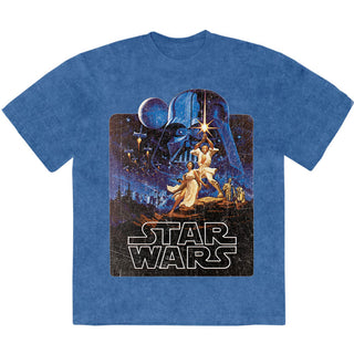 Star Wars Stone Wash T-Shirt: Luke & Leia Pose (Denim Blue)