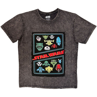 Star Wars Stone Wash T-Shirt: Alien Heads (Charcoal Grey)