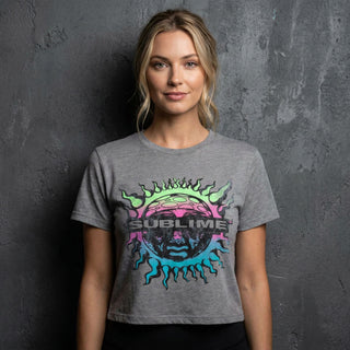 Sublime Unisex Crop Top: Gradient Sun (Grey)