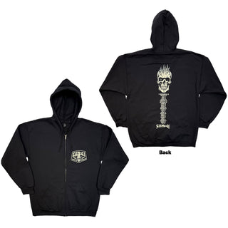 Sum 41 Zipped Hoodie: Tour '24 Pt.2 Pocket Logo & Skull (Black) (Back Print) (Ex-Tour)