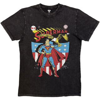 DC Comics Stone Wash T-Shirt: Superman Eagle Shield (Black)