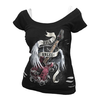 Spiral Ladies 2-in-1 Ripped Top: Rock Angel (Black & White)