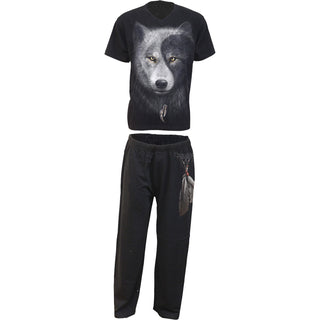 Spiral 4 Piece Gothic Pyjama Set: Wolf Chi (Black) (Back Print)
