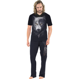 Spiral 4 Piece Gothic Pyjama Set: Wolf Chi (Black) (Back Print)