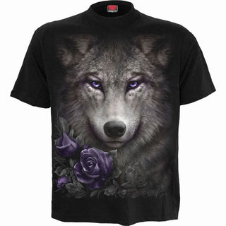 Spiral T-Shirt: Wolf Roses (Black)