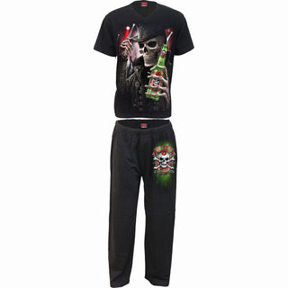 Spiral 4 Piece Gothic Pyjama Set: Triple 6 (Black) (Back Print)