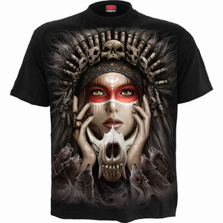 Spiral T-Shirt: Cry Of The Wolf (Black) (Back Print)