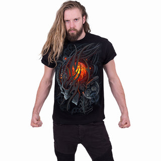 Spiral T-Shirt: Steampunk Skull (Black) (Back Print)