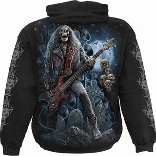 Spiral Pullover Hoodie: Grim Rocker (Black) (Back & Sleeve Print)