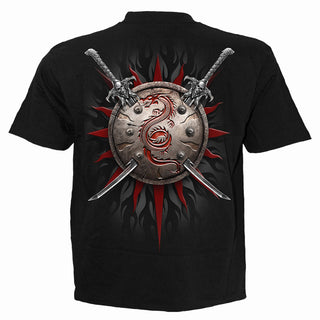 Spiral T-Shirt: Oriental Dragon (Black) (Back Print)