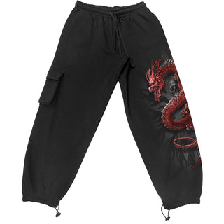 Spiral Cargo Joggers: Oriental Dragon (Black)